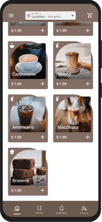 Coffee-shop app screen 2