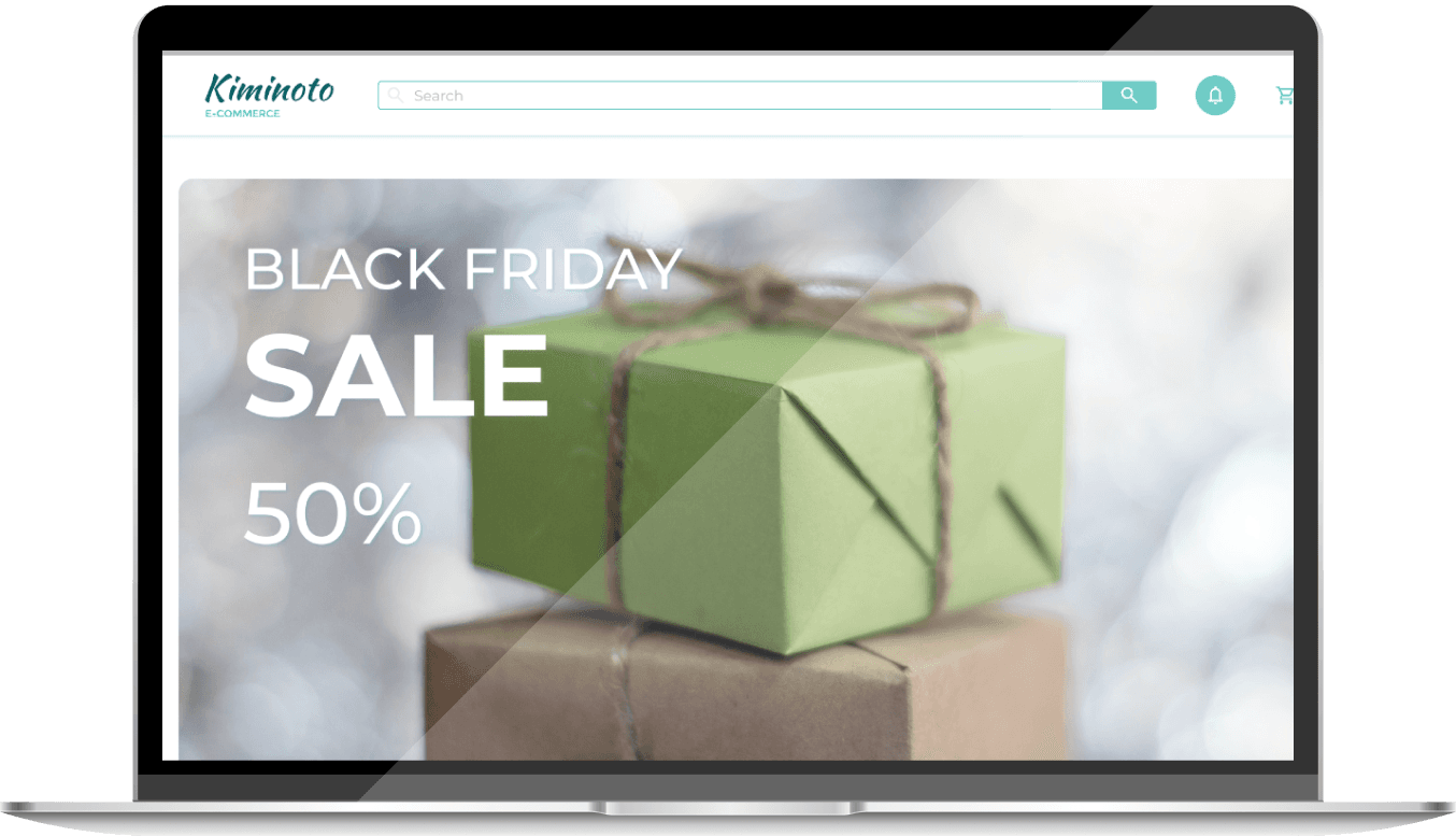 Online-market website in a desktop frame