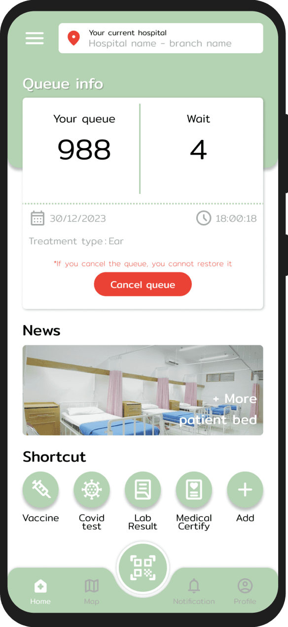 Hospital app screen 1